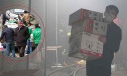 Esnafın yoğun duman altında malzeme kurtarma telaşı