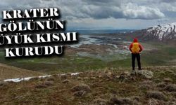 Krater gölünün büyük kısmı kurudu