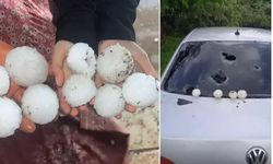 Kar topu büyüklüğünde dolu yağdı