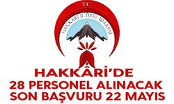 Hakkâri'de 28 Personel Alınacak: Son Başvuru 22 Mayıs