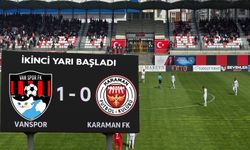 İkinci yarı başladı: Vanspor 1-0 Karaman: CANLI İZLE