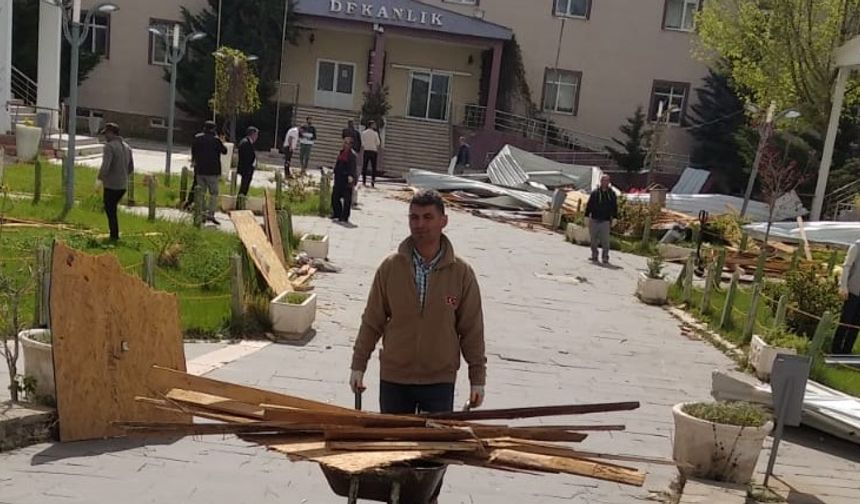 Van’da Şiddetli Rüzgar Etkili Oldu: Van YYÜ’de Çatılar Uçtu